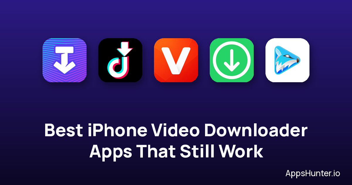 App icons for SSSTik, Tik Saver Pro, InSave, Status Saver, and FoxFM video downloader apps for iPhone